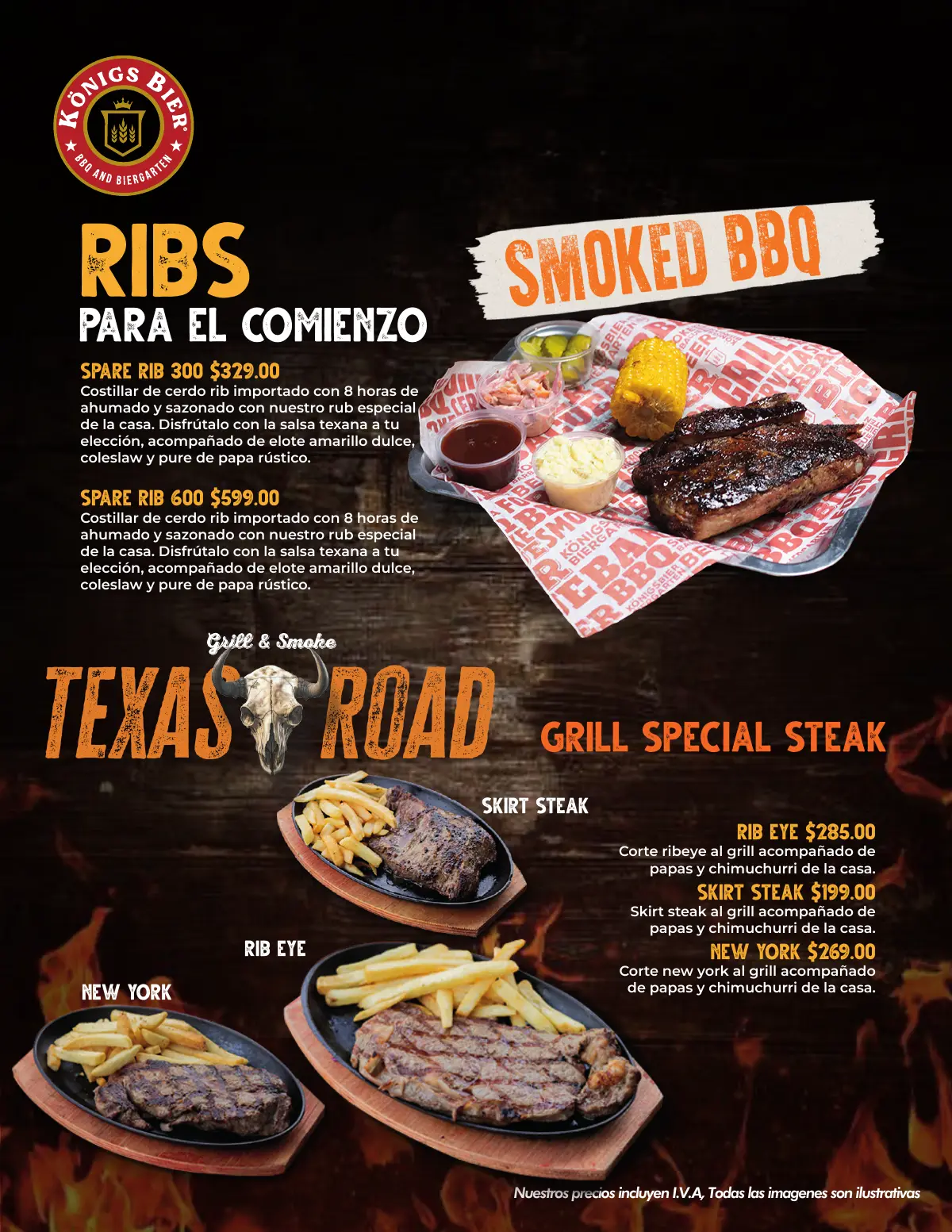 Ribs, Smoked BBQ y cortes Texas Road