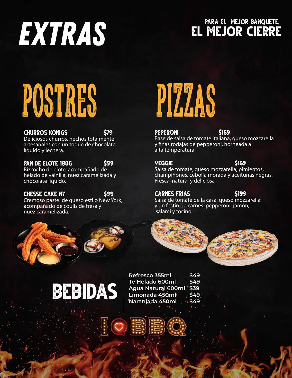 Postres, pizzas y bebidas sin alcohol